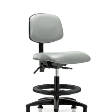 Vinyl Chair - Medium Bench Height with Black Foot Ring & Stationary Glides in Dove Trailblazer Vinyl - VMBCH-RG-T0-A0-BF-RG-8567