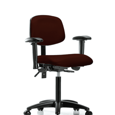 Vinyl Chair - Medium Bench Height with Adjustable Arms & Casters in Burgundy Trailblazer Vinyl - VMBCH-RG-T0-A1-NF-RC-8569