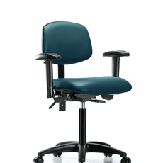 Vinyl Chair - Medium Bench Height with Adjustable Arms & Casters in Marine Blue Supernova Vinyl - VMBCH-RG-T0-A1-NF-RC-8801
