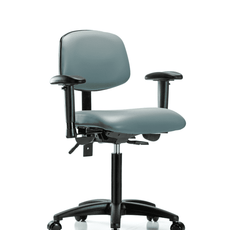 Vinyl Chair - Medium Bench Height with Adjustable Arms & Casters in Storm Supernova Vinyl - VMBCH-RG-T0-A1-NF-RC-8822