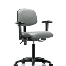 Vinyl Chair - Medium Bench Height with Adjustable Arms & Casters in Sterling Supernova Vinyl - VMBCH-RG-T0-A1-NF-RC-8840