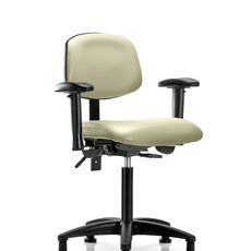 Vinyl Chair - Medium Bench Height with Adjustable Arms & Stationary Glides in Adobe White Trailblazer Vinyl - VMBCH-RG-T0-A1-NF-RG-8501