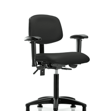 Vinyl Chair - Medium Bench Height with Adjustable Arms & Stationary Glides in Black Trailblazer Vinyl - VMBCH-RG-T0-A1-NF-RG-8540