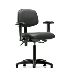 Vinyl Chair - Medium Bench Height with Adjustable Arms & Stationary Glides in Carbon Supernova Vinyl - VMBCH-RG-T0-A1-NF-RG-8823