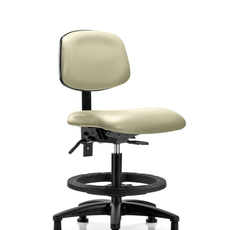 Vinyl Chair - Medium Bench Height with Seat Tilt, Black Foot Ring, & Stationary Glides in Adobe White Trailblazer Vinyl - VMBCH-RG-T1-A0-BF-RG-8501
