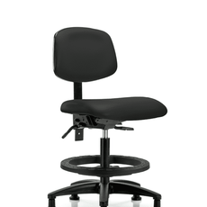 Vinyl Chair - Medium Bench Height with Seat Tilt, Black Foot Ring, & Stationary Glides in Black Trailblazer Vinyl - VMBCH-RG-T1-A0-BF-RG-8540