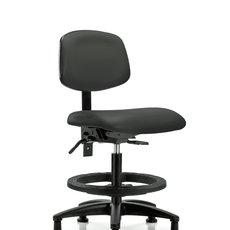 Vinyl Chair - Medium Bench Height with Seat Tilt, Black Foot Ring, & Stationary Glides in Charcoal Trailblazer Vinyl - VMBCH-RG-T1-A0-BF-RG-8605
