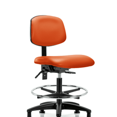Vinyl Chair - Medium Bench Height with Seat Tilt, Chrome Foot Ring, & Stationary Glides in Orange Kist Trailblazer Vinyl - VMBCH-RG-T1-A0-CF-RG-8613