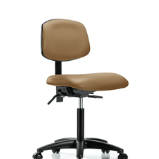 Vinyl Chair - Medium Bench Height with Seat Tilt & Casters in Taupe Trailblazer Vinyl - VMBCH-RG-T1-A0-NF-RC-8584