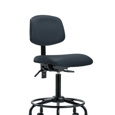 Vinyl Chair - Medium Bench Height with Round Tube Base & Casters in Imperial Blue Trailblazer Vinyl - VMBCH-RT-T0-A0-RC-8582