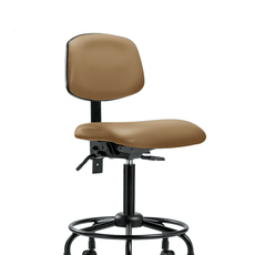 Vinyl Chair - Medium Bench Height with Round Tube Base & Casters in Taupe Trailblazer Vinyl - VMBCH-RT-T0-A0-RC-8584