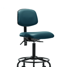 Vinyl Chair - Medium Bench Height with Round Tube Base & Casters in Marine Blue Supernova Vinyl - VMBCH-RT-T0-A0-RC-8801