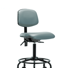 Vinyl Chair - Medium Bench Height with Round Tube Base & Casters in Storm Supernova Vinyl - VMBCH-RT-T0-A0-RC-8822