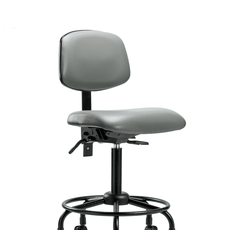 Vinyl Chair - Medium Bench Height with Round Tube Base & Casters in Sterling Supernova Vinyl - VMBCH-RT-T0-A0-RC-8840