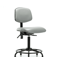 Vinyl Chair - Medium Bench Height with Round Tube Base & Stationary Glides in Dove Trailblazer Vinyl - VMBCH-RT-T0-A0-RG-8567