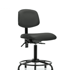 Vinyl Chair - Medium Bench Height with Round Tube Base & Stationary Glides in Charcoal Trailblazer Vinyl - VMBCH-RT-T0-A0-RG-8605