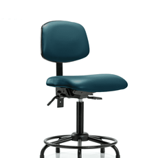 Vinyl Chair - Medium Bench Height with Round Tube Base & Stationary Glides in Marine Blue Supernova Vinyl - VMBCH-RT-T0-A0-RG-8801