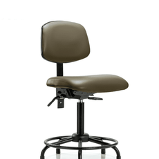 Vinyl Chair - Medium Bench Height with Round Tube Base & Stationary Glides in Taupe Supernova Vinyl - VMBCH-RT-T0-A0-RG-8809