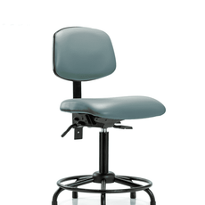 Vinyl Chair - Medium Bench Height with Round Tube Base & Stationary Glides in Storm Supernova Vinyl - VMBCH-RT-T0-A0-RG-8822
