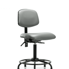 Vinyl Chair - Medium Bench Height with Round Tube Base & Stationary Glides in Sterling Supernova Vinyl - VMBCH-RT-T0-A0-RG-8840
