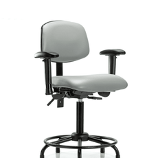 Vinyl Chair - Medium Bench Height with Round Tube Base, Adjustable Arms, & Stationary Glides in Dove Trailblazer Vinyl - VMBCH-RT-T0-A1-RG-8567