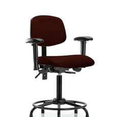 Vinyl Chair - Medium Bench Height with Round Tube Base, Adjustable Arms, & Stationary Glides in Burgundy Trailblazer Vinyl - VMBCH-RT-T0-A1-RG-8569