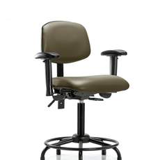 Vinyl Chair - Medium Bench Height with Round Tube Base, Adjustable Arms, & Stationary Glides in Taupe Supernova Vinyl - VMBCH-RT-T0-A1-RG-8809