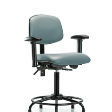 Vinyl Chair - Medium Bench Height with Round Tube Base, Adjustable Arms, & Stationary Glides in Storm Supernova Vinyl - VMBCH-RT-T0-A1-RG-8822
