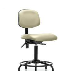 Vinyl Chair - Medium Bench Height with Round Tube Base, Seat Tilt, & Stationary Glides in Adobe White Trailblazer Vinyl - VMBCH-RT-T1-A0-RG-8501