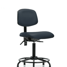 Vinyl Chair - Medium Bench Height with Round Tube Base, Seat Tilt, & Stationary Glides in Imperial Blue Trailblazer Vinyl - VMBCH-RT-T1-A0-RG-8582