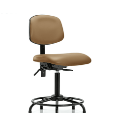 Vinyl Chair - Medium Bench Height with Round Tube Base, Seat Tilt, & Stationary Glides in Taupe Trailblazer Vinyl - VMBCH-RT-T1-A0-RG-8584