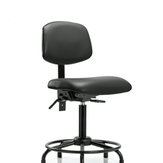 Vinyl Chair - Medium Bench Height with Round Tube Base, Seat Tilt, & Stationary Glides in Carbon Supernova Vinyl - VMBCH-RT-T1-A0-RG-8823