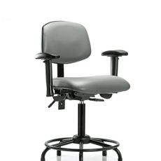 Vinyl Chair - Medium Bench Height with Round Tube Base, Seat Tilt, Adjustable Arms, & Stationary Glides in Sterling Supernova Vinyl - VMBCH-RT-T1-A1-RG-8840