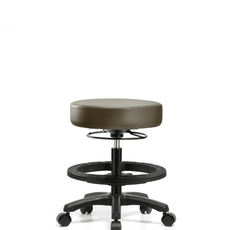 Vinyl Mini-Stool - Medium Bench Height with Black Foot Ring & Casters in Taupe Supernova Vinyl - VMBMS-RG-BF-RC-8809