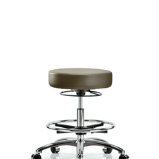 Vinyl Stool without Back Chrome - Medium Bench Height with Chrome Foot Ring & Casters in Marine Blue Supernova Vinyl - VMBSO-CR-CF-CC-8809