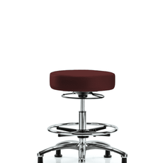 Vinyl Stool without Back Chrome - Medium Bench Height with Chrome Foot Ring & Stationary Glides in Burgundy Trailblazer Vinyl - VMBSO-CR-CF-RG-8569