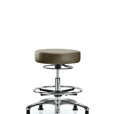 Vinyl Stool without Back Chrome - Medium Bench Height with Chrome Foot Ring & Stationary Glides in Marine Blue Supernova Vinyl - VMBSO-CR-CF-RG-8809