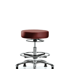 Vinyl Stool without Back Chrome - Medium Bench Height with Chrome Foot Ring & Stationary Glides in Taupe Supernova Vinyl - VMBSO-CR-CF-RG-8815