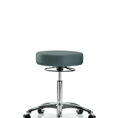 Vinyl Stool without Back Chrome - Medium Bench Height with Casters in Colonial Blue Trailblazer Vinyl - VMBSO-CR-NF-CC-8546