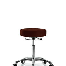 Vinyl Stool without Back Chrome - Medium Bench Height with Casters in Burgundy Trailblazer Vinyl - VMBSO-CR-NF-CC-8569