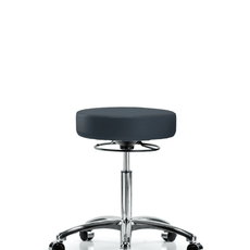 Vinyl Stool without Back Chrome - Medium Bench Height with Casters in Imperial Blue Trailblazer Vinyl - VMBSO-CR-NF-CC-8582