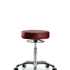 Vinyl Stool without Back Chrome - Medium Bench Height with Casters in Taupe Supernova Vinyl - VMBSO-CR-NF-CC-8815