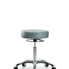 Vinyl Stool without Back Chrome - Medium Bench Height with Casters in Storm Supernova Vinyl - VMBSO-CR-NF-CC-8822