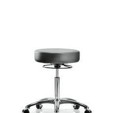 Vinyl Stool without Back Chrome - Medium Bench Height with Casters in Sterling Supernova Vinyl - VMBSO-CR-NF-CC-8840