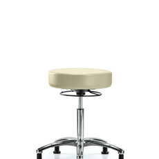 Vinyl Stool without Back Chrome - Medium Bench Height with Stationary Glides in Adobe White Trailblazer Vinyl - VMBSO-CR-NF-RG-8501