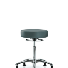 Vinyl Stool without Back Chrome - Medium Bench Height with Stationary Glides in Colonial Blue Trailblazer Vinyl - VMBSO-CR-NF-RG-8546