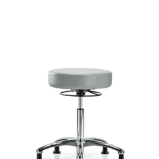 Vinyl Stool without Back Chrome - Medium Bench Height with Stationary Glides in Dove Trailblazer Vinyl - VMBSO-CR-NF-RG-8567