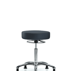 Vinyl Stool without Back Chrome - Medium Bench Height with Stationary Glides in Imperial Blue Trailblazer Vinyl - VMBSO-CR-NF-RG-8582