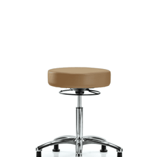 Vinyl Stool without Back Chrome - Medium Bench Height with Stationary Glides in Taupe Trailblazer Vinyl - VMBSO-CR-NF-RG-8584