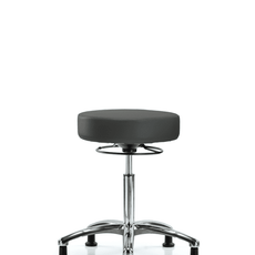 Vinyl Stool without Back Chrome - Medium Bench Height with Stationary Glides in Charcoal Trailblazer Vinyl - VMBSO-CR-NF-RG-8605